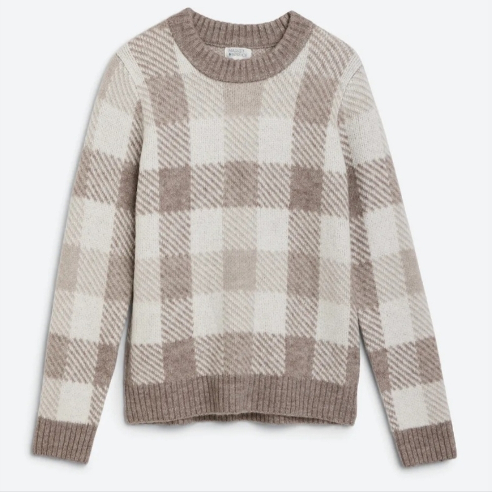 Market & Spruce Kendall Plaid Jacquard Pattern Crewneck Sweater Small - New